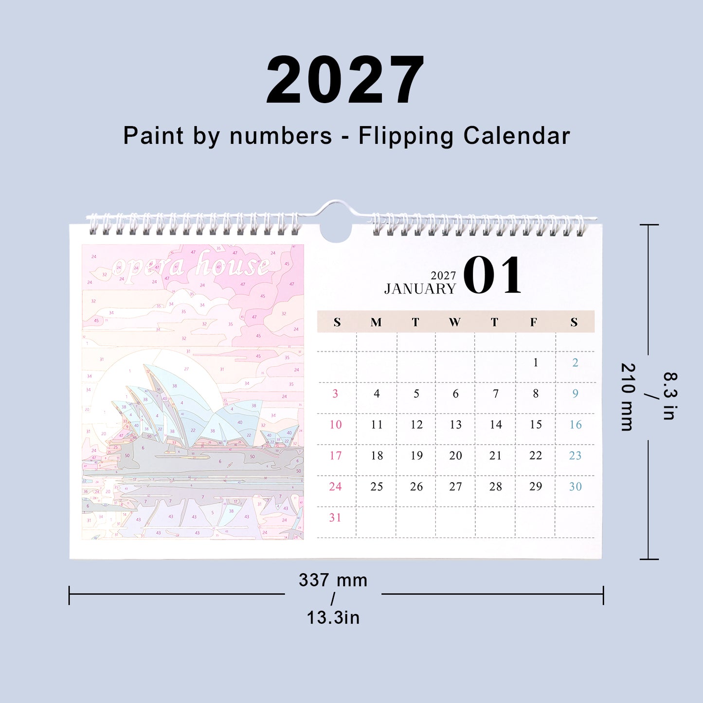 유명 랜드마크 에디션 - 2027 숫자 컬러링 데스크 캘린더