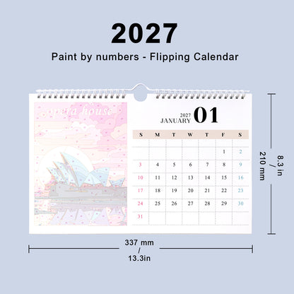 유명 랜드마크 에디션 - 2027 숫자 컬러링 데스크 캘린더