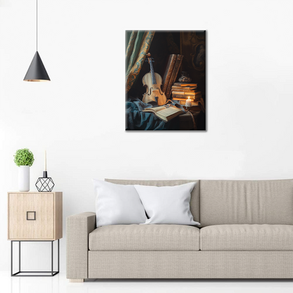 책과 바이올린 - 유화그리기