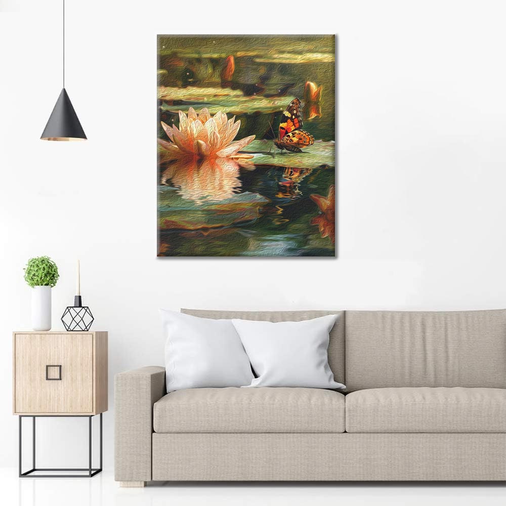 나비와 수련 - 유화그리기