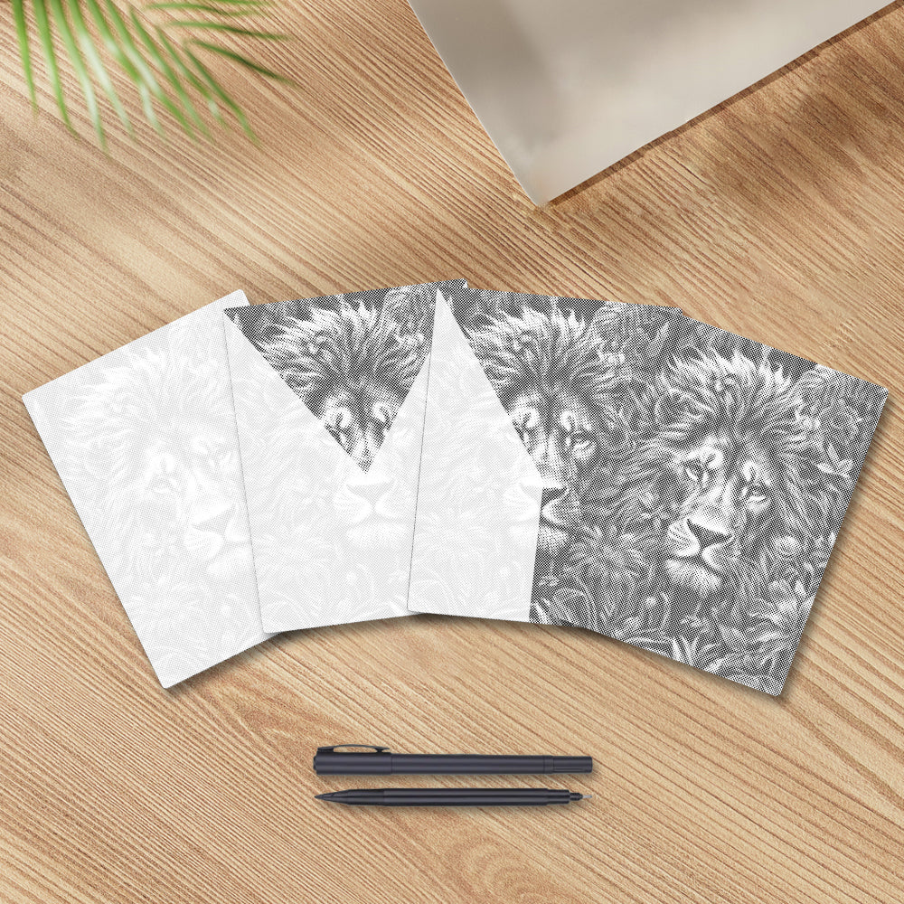 나뭇잎과 분노한 사자 - 점묘화