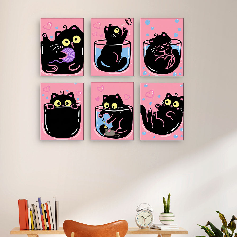 핑크 블랙 캣 - 유화그리기