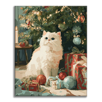 크리스마스 고양이 - 유화그리기