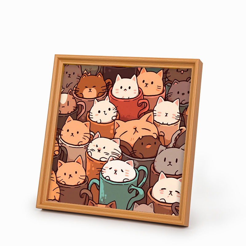 컵 속의 고양이 - 컬러링 퍼즐