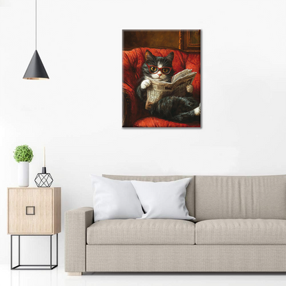 책 읽는 고양이 - 유화그리기