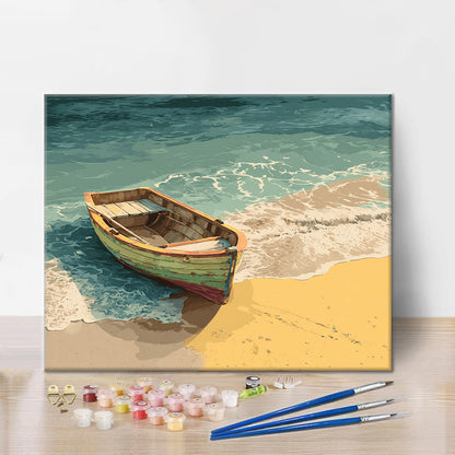 나무 보트 - 유화그리기