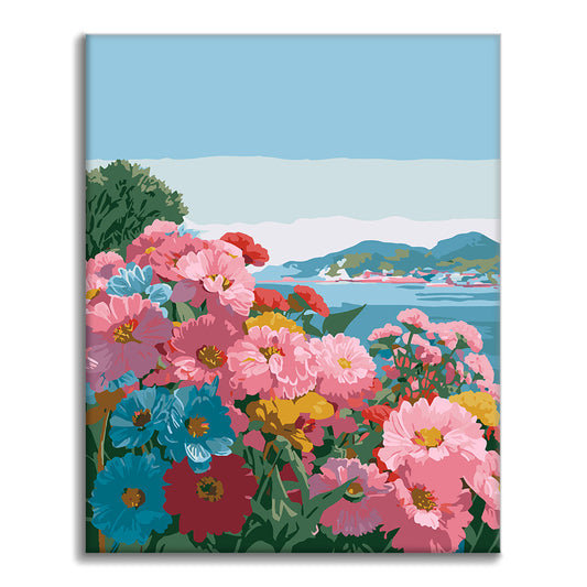 해변의 꽃들 - 유화그리기