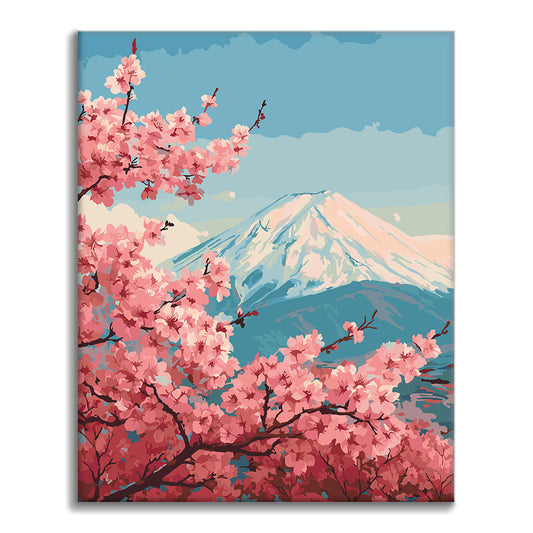 후지산의 봄 - 유화그리기