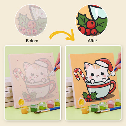 티컵 아기 고양이 - 유화그리기